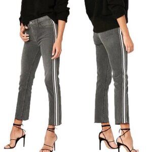 Etienne Marcel Womens Gray Hi Rise Raw Hem Athletic Strip Slim Straight Jeans 27